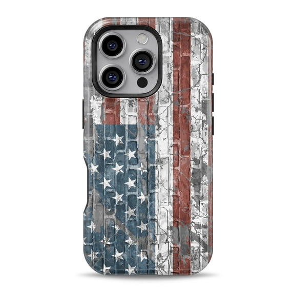 DesignSkinz Scratch-Resistant Hard Slim Case Compatible with iPhone 16 (Compatible with MagSafe) - Vintage USA Flag