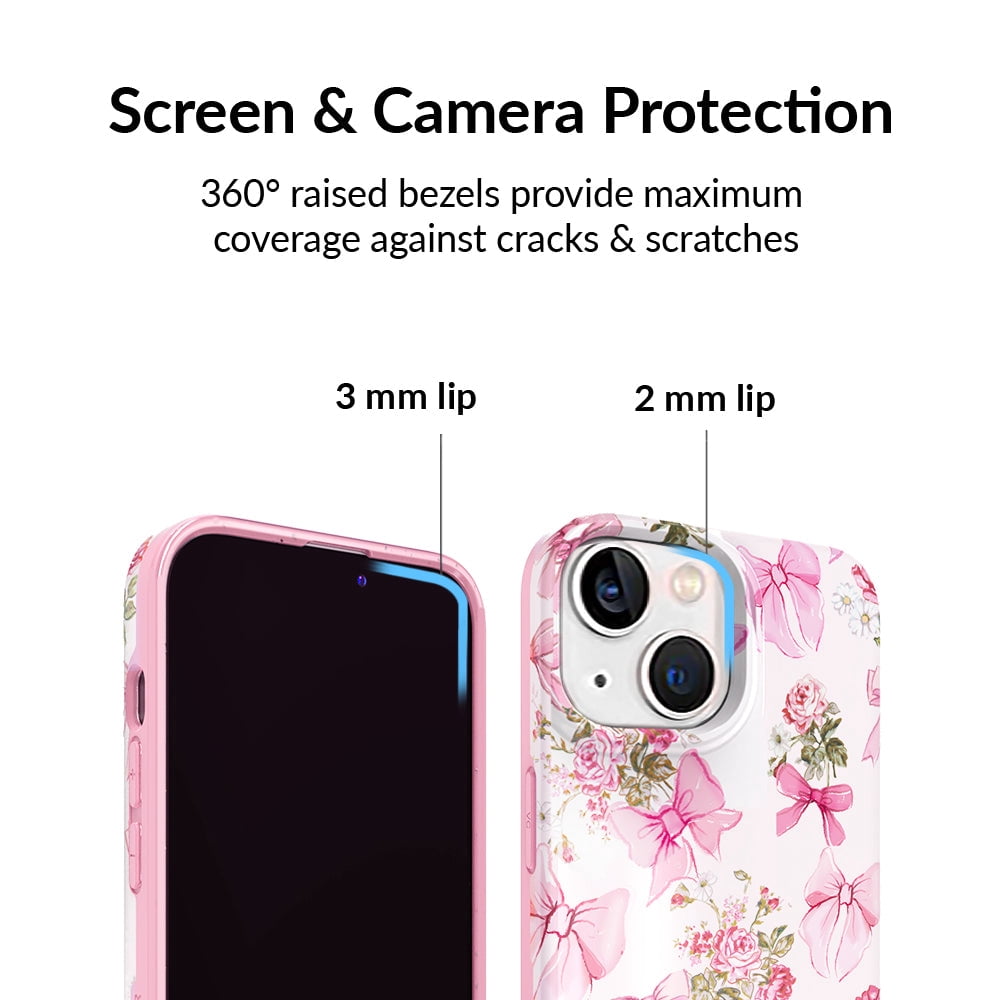 VELVET CAVIAR for Cute iPhone 13 Mini Case Compatible with MagSafe - Protective Phone Cases for Women - Posie Pink Bow Floral