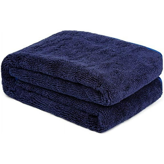 CarCarez Large Microfiber Water Absorbing Drying Towel, 500 GSM, 25x36 Inch, Blue