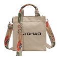 thumbnail image 1 of Bolso bandolera de lona con correas anchas para mujer (correa blanca de colores), 1 of 7