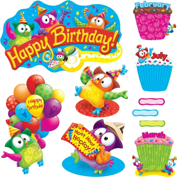 Trend OwlStars! Birthday Bulletin Board Set, Multicolor, 57 / Set
