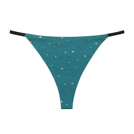 

NECHOLOGY Women Thin Strap Underwear Sports Fitness Star Print Ice Silk Seamless T Pants Underpants for Women plus Size Underpants Green Large