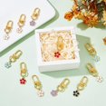 thumbnail image 3 of 24 llaveros de flores esmaltadas de 6 colores, dijes florales de aleación colgantes con cierres giratorios de aleación, colgantes para bolsos de coche, adornos colgantes., 3 of 6