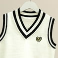 thumbnail image 4 of NOLDARES Boys Argyle Sweater Vest 100% Cotton V-Neck Vest Kids Uniform Sleeveless Sweaters for Children(White,1-3 Years), 4 of 4