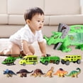 thumbnail image 4 of Juguete para transporte de dinosaurios para , 4 vehículos de hacia atrás, vehículos inerciales para edad unhöflich 5 6 , niñas, CUTICAT Juguetes de Dino Truck, 4 of 8