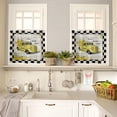 thumbnail image 4 of 3 Piece Lemon Truck Design Kitchen Curtains, Tier and Valance Rod Pocket Window Curtains Set Black White Check Cafe Curtains for Kitchen Valances Window Treatment 54X18in+27x24in×2, 4 of 5