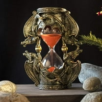 Summit Collection Gothic Fantasy Double Twin Dragons Sandtimer Red Sand Hourglass Sculptural Decor 7.4 inches Tall