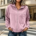 thumbnail image 2 of Women's Full Zip up Jacket Plus Size Corduroy Hoodies Trendy Loose Fit Hooded Sweatshirts Outwear with Pocket Pink XL, 2 of 4