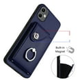 thumbnail image 5 of Wallet Case Compatible for Samsung Galaxy A05 with Card Holder, Rotation Finger Ring Kickstand Card Slots Case, Classic PU Leather Shockproof Magnetic Button Cover for Galaxy A05, Blue, 5 of 7