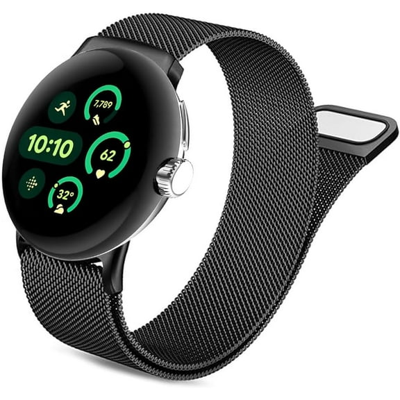 MYKOMI Compatible for Google Pixel Watch 3 45mm Band, Stainless Steel Metal Strap Adjustable Replacement, Men Women Mesh Loop Magnetic Wristband for Google Pixel Watch 3 45mm 2024
