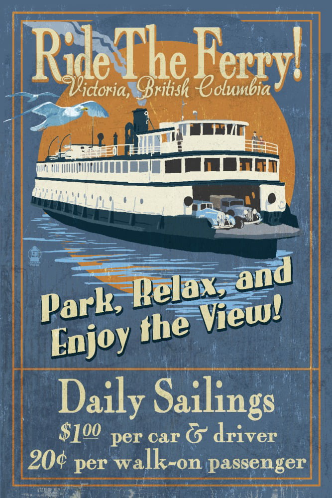 Mor blive irriteret er nok Victoria, British Columbia, Ride the Ferry, Vintage Sign (12x18 Wall Art  Poster, Room Decor) - Walmart.com