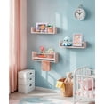 thumbnail image 6 of SUMGAR Nursery Floating Shelves for Wall, Kids Bookshelf Toy Storage Organizer Natural Wood Shelves Wall Mounted for Kids Room, Bedroom，Pink  Set of 3 16in, 6 of 8