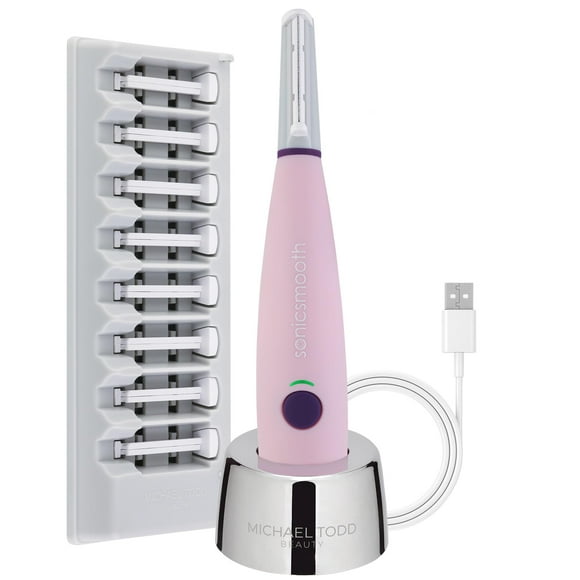 Michael Todd Beauty - Sonicsmooth – SONIC Technology Dermaplaning Tool - 2 in 1 Women’s Facial Exfoliation & Peach Fuzz Hair Removal System with 8 Weeks of Safety Edges