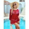 thumbnail image 6 of Womens Oversized Crochet Hollow Out Summer Boat Neck Beach Bathing Suit Cover Up Mini Dress  Size, 6 of 9