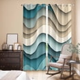 thumbnail image 3 of Teal Beige Ombre Kitchen Curtains 84 Inch Length, Moire Modern Abstract Art Geometric Grommet Top Bedroom Living Room Curtains, Light Filtering Cafe Curtain Drapes 2 Panels Set 84''x84'', 3 of 9
