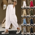 thumbnail image 1 of Sentmoon Linen Pants for Women Solid Color High Waist Dress Pants Women Plus Size Loose Fit Summer Beach Vacation Clothes for Women Vacation Essentials for Women for Working Out and Gym, 1 of 9