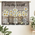 thumbnail image 6 of Farmhouse Vintage Daisy Floral Kitchen Curtains Rustic Flower Inspirational Small Short Cafe Window Curtains Wooden Country Quotes Bathroom Living Room Bedroom Drapes Treatment(27.5x36 Inch), 6 of 6
