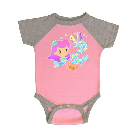 

Inktastic Second Birthday Mermaid with fish and crab Gift Baby Girl Bodysuit