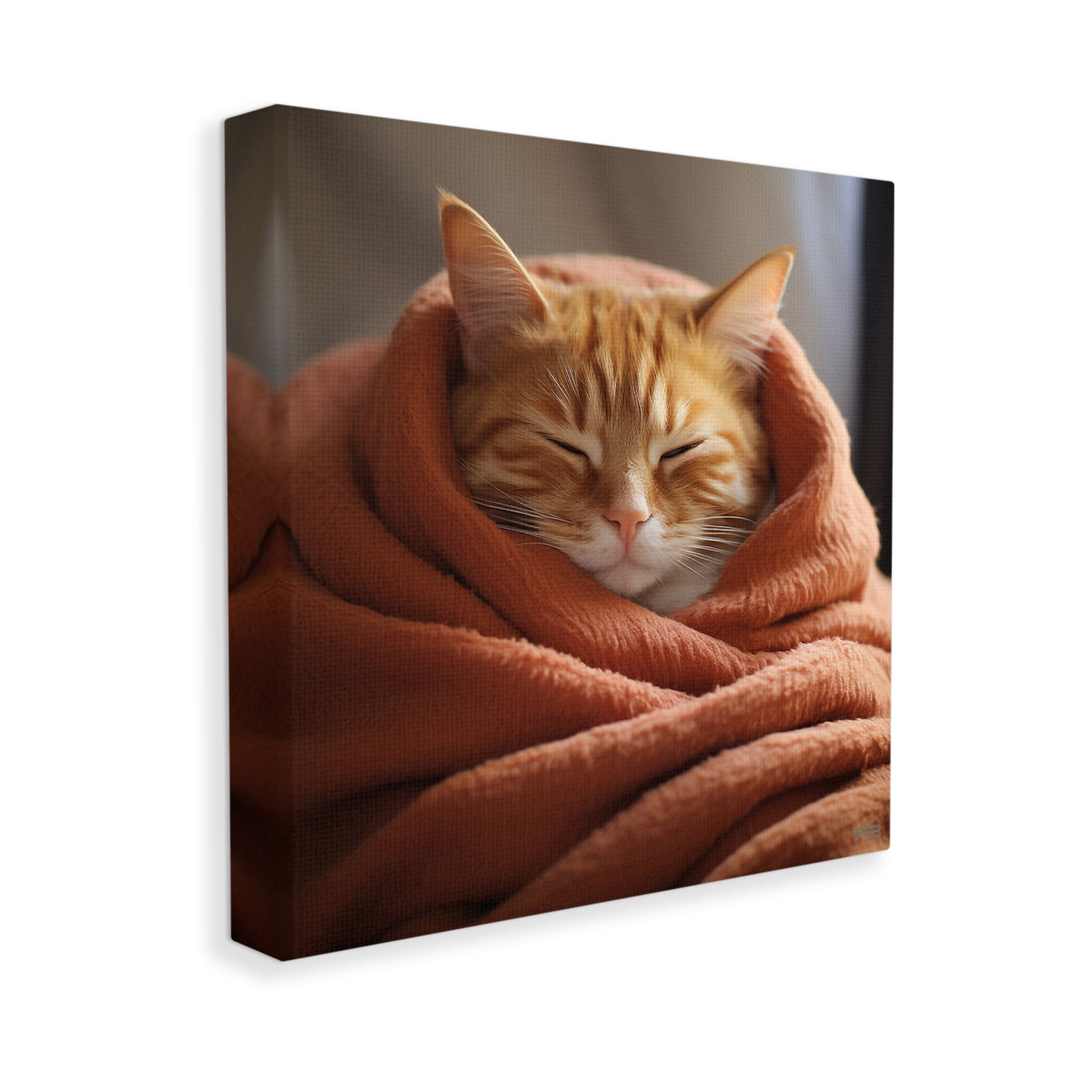 Stupell Industries Cuddling Sleepy Cat Animals & Insects Painting Gallery Wrapped Canvas Art Print Wall Art, 24 x 24