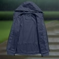 thumbnail image 5 of RYRJJ Rain Jackets for Women Trench Coat Hiking Windbreaker Jacket with Hood Loose Fit Waterproof Lightweight Rain Coats(Navy,3XL), 5 of 9