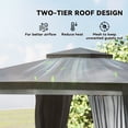 thumbnail image 4 of 10' x 10' Outdoor Patio Gazebo, Soft Top Gazebo Canopy Shelter with Curtains, Netting, Steel Frame, Hook, Dark Gray, 4 of 6
