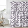 thumbnail image 6 of Purple Flower Shower Curtain Set - Extra Long 72" x 96" Washable Bathtub Curtain with 12 Hooks, Vintage Farmhouse Boho Leaf Spring Plant Waterproof Fabric Stall Shower Curtains for Bathroom Décor, 6 of 6