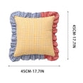 thumbnail image 3 of Linnome Plaid Ruffled Throw Pillow Three Color Patchwork Heart Decorative Cushion for Sofa Bedroom 17.72x17.72in, 3 of 8