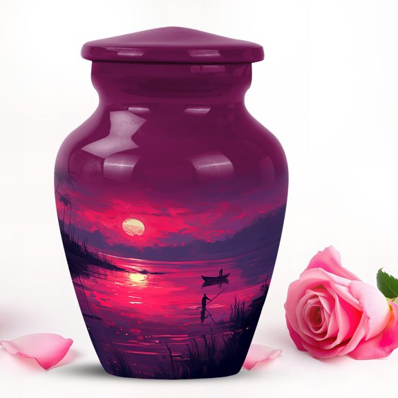 Purple Fishing small urns for human ashes keepsake - mini cremation urn for human ashes 3 inch 1 pcs