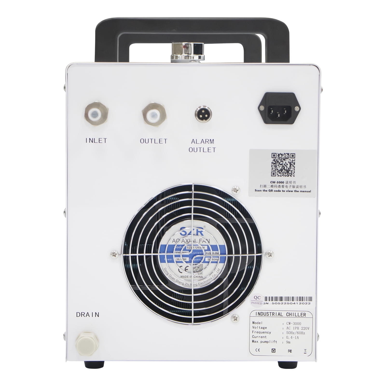 Water Chiller,CW-3000 Industrial Water Chiller 9L,Water Cooling System,Thermolysis Type Water Cooling Chiller Machine for 60W 80W Laser Engraving Machine