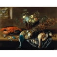 thumbnail image 2 of Adriaen van Utrecht 24x19 Black Ornate Framed Double Matted Museum Art Print Titled: A Peacock, Fruit, Boiled Lobster and a Prey of Birds, 2 of 5
