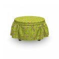 thumbnail image 3 of Floral Ottoman Cover, Cheerful Abstract Flora Dots, 2 Piece Slipcover Set with Ruffle Skirt for Square Round Cube Footstool Decorative Home Accent, Standard Size, Yellow Green Blush, by Ambesonne, 3 of 5