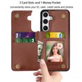 thumbnail image 3 of Ebizware for Samsung Galaxy S24 Phone Case, Magnetic Leather Wallet Case with Credit Card Cash Slots Holder for Women Men Folio Flip Kickstand Cover for Galaxy S24 [Brown], 3 of 9