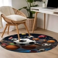 thumbnail image 5 of Sports Round Area Rug 3 FT, Small Kitchen Bathroom Mat, Football Basketball Baseball Ball Games Washable Indoor Outdoor Throw Runner Carpet Non-Shedding Doormat for Table Shower Sofa Entryway, 5 of 9