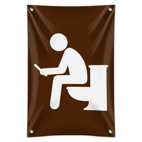 Man Pooping on Toilet Funny Home Business Office Sign