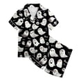 thumbnail image 5 of CAICJ98 Halloween Pajamas for Girls Pumpkin Ghost Print Sleepwear Short Sleeve Jammies for Kids Toddler Button-Down Nightwear 2Pcs Pjs for Girls (Black,4-5 Years), 5 of 5