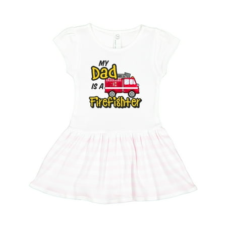 

Inktastic My Dad is a Firefighter with Fire Truck Gift Toddler Girl Dress