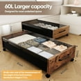 thumbnail image 5 of Under Bed Storage with Wheels, Rolling Underbed Storage Drawers, Wooden Under the Bed Storage with Remove Lid, Large Metal Storage Bins for Shoes Blankets Clothes Bedrooms Dorms (Vintage Brown-2pack), 5 of 15