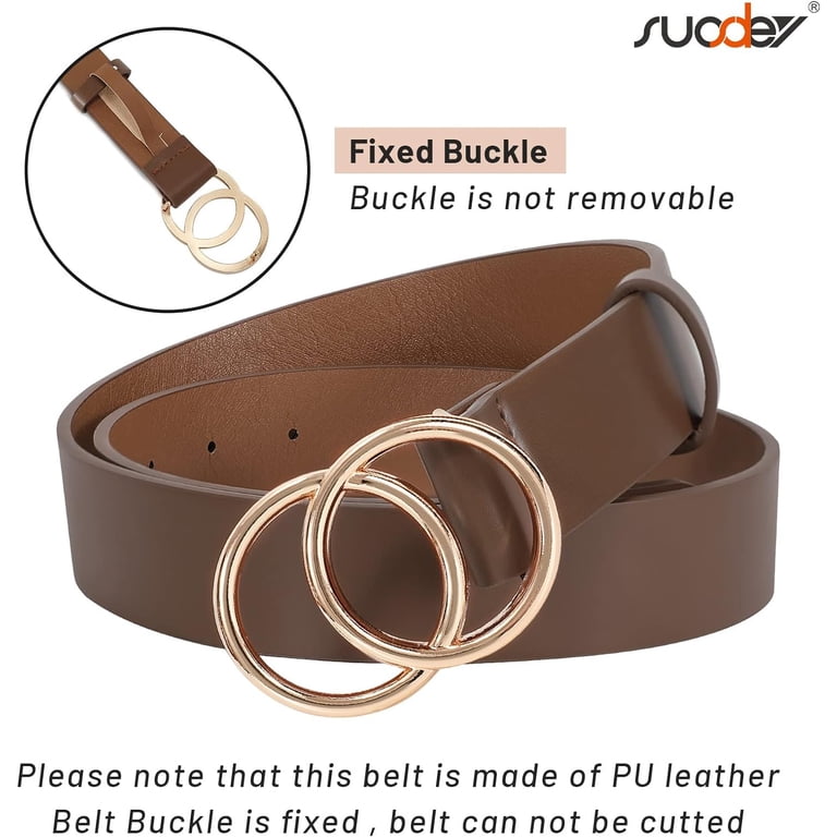Women Leather Belt Fashion Double O-Ring Soft Faux Leather  display picture 1