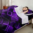 thumbnail image 4 of Castle Fairy Abstract Lit Cube Queen Sheets 4 Pieces,Minimalism Neon Square Queen Sheet Sets,Purple Black,1 Flat Sheet, 1 Fitted Sheet and 2 Pillowcases, 4 of 7