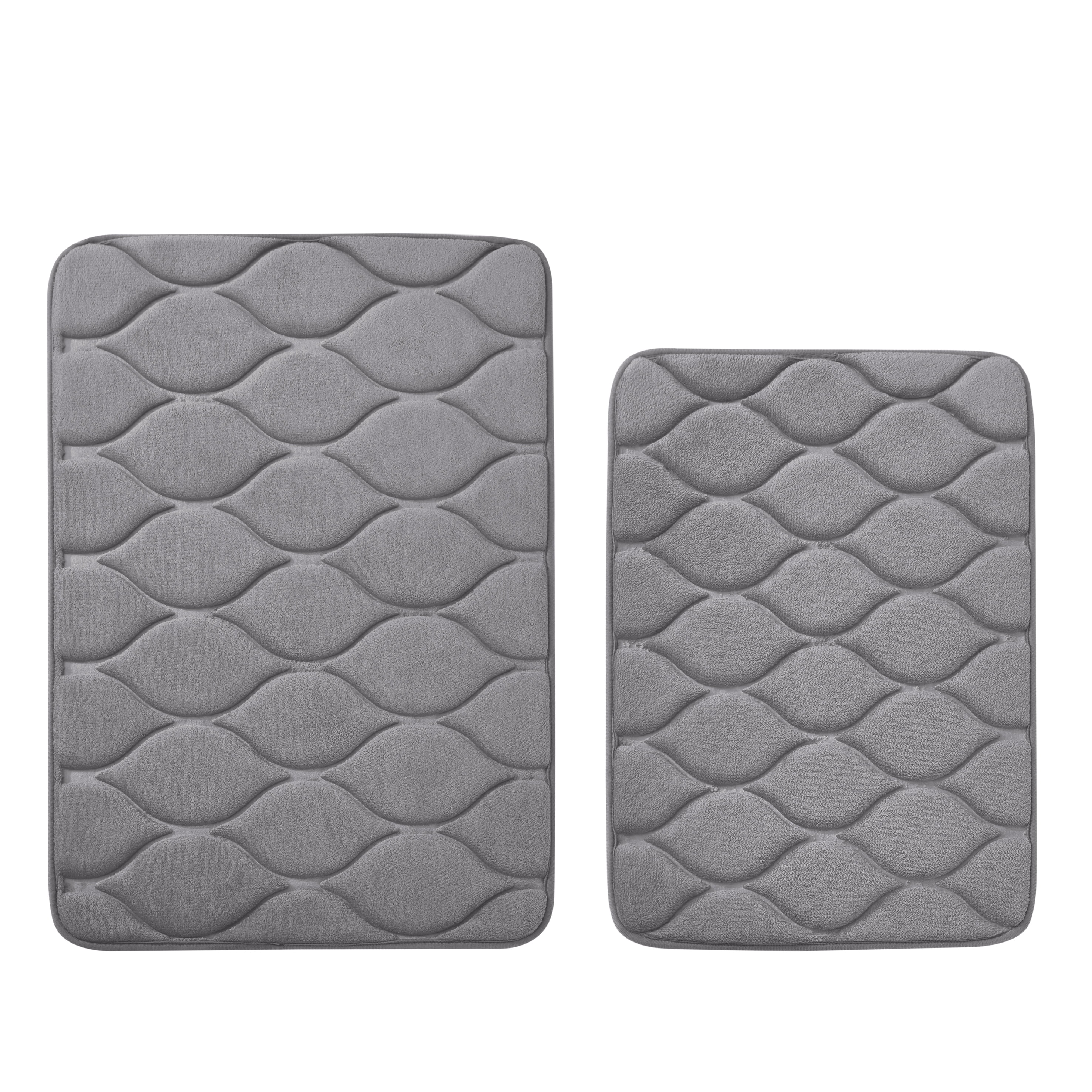 Yafa Home Fashion Memory Foam Bath Rugs Non-Slip Aqua Blue PVC, 2 Piece, Water Absorbent (2 Count)