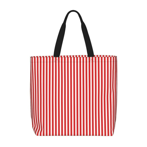 Easygdp Red And White Stripes Bolsa Tote para Mujer, Bolso de Hombro para Trabajo, Playa, Viajes, Compras y Supermercado