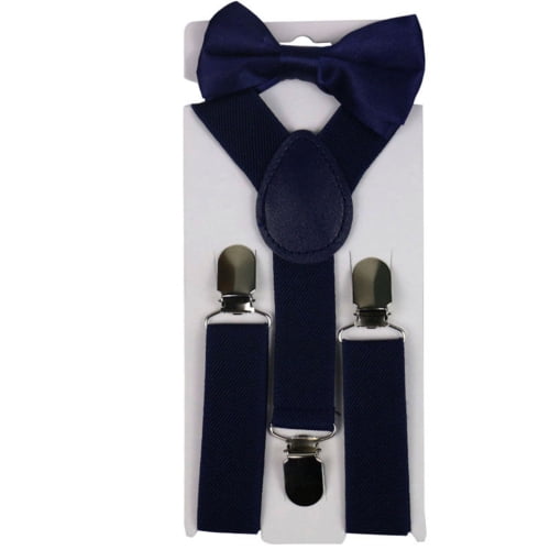 Swiftswan Adjustable and Elasticated with Metal Clips Polyester Kids Design Suspenders and Bowtie Bow Tie Set Matching Ties Outfits 