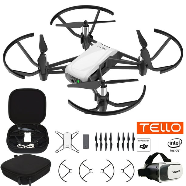 Tello Quadcopter Drone with HD Camera and VR Powered by DJI Technology  Starter Bundle With Carry Case And VR Goggles Headset