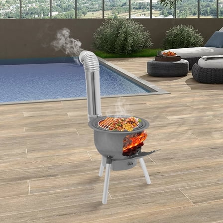 Wood Steel Plate Burning Stove, Wood Burning Stove 220.46lbs Capacity 16.9*8.66in for Outdoor Cooking, Firewood Stove, Barbecuing, Cooking, Camping