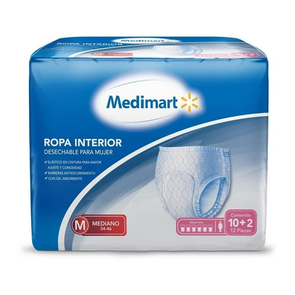 Ropa interior para incontinencia Medimart mediano para mujer 12 pzas