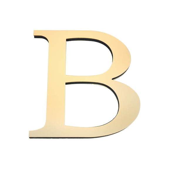 Uxcell 7.87 Inch 3D Acrylic Alphabet Mirror Wall Stickers Letter B Self Adhesive Letter Sign for Home Decoration Light Gold