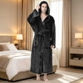 thumbnail image 7 of Sewkxo Mens Robes with Hood Flannel Fleece Bathrobe Full Length Plush Robe Coat Soft Warm Fleece Shower Spa Long Robe,Black L, 7 of 7