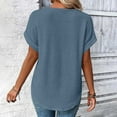 thumbnail image 4 of Patlollav Women Tees Under $10,Short Sleeve T-Shirt for Womens Casual Solid Round Neck Lace Patchwork Tops, 4 of 6