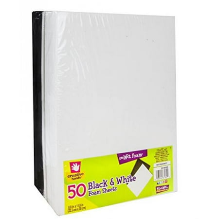 Creative Hands by Fibre-Craft - 50-Piece Black and White Foam Sheets- Arts and Crafts - No Glue or Scissors Required - For Ages 3 and Up