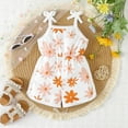 thumbnail image 2 of Tfken Summer Jumpsuit For Girls Sleeveless Spaghetti Strap Square Neck Floral Print Onesie Trendy Kids Smooth Bodysuit Orange Size 3-4 Years, 2 of 5